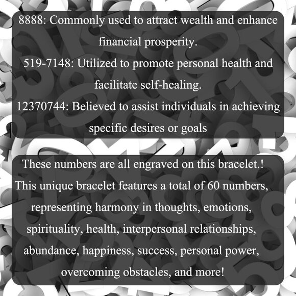 Stainless Steel Numeric Cuff Bracelet Unisex Adult Durable 60 Engraved Numbers - Picture 9 of 9